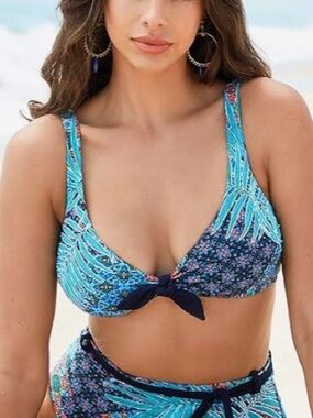 Skinny Dippers Bralette Bikini Top St. Tropez Tab Front Removable Cups New